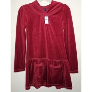 Gap Kids Velour Dress Girls XL-12 Red Christmas‎ Holiday 2009 Hooded Pockets